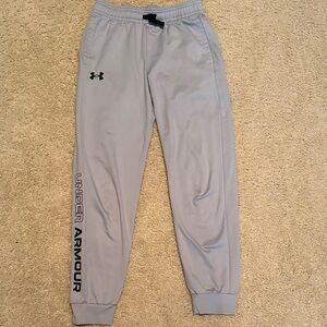 Under Armour Kids Light Gray Jogger Sweatpants with Black Logo